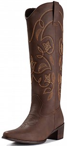 IUV Western Cowgirl Boots for Women Knee High Pointy Toe