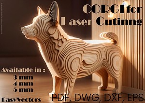Layered Wooden Corgi Sculpture, Corgi Dog Wooden Model, Laser-cut Corgi Decoration, Handcrafted Wooden Corgi Figurine, Customizable Wooden - Etsy