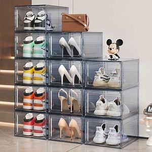 [Hot Item] Pet Material Clear Shoe Multi-Layer Storage Boxes Dustproof Transparent Shoe Stacking Storage Bin Organizer House Hold Item