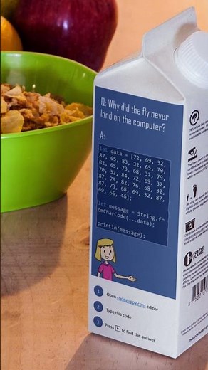 JavaScript puzzle on a milk carton #javascript #cseducation #codingchallenge