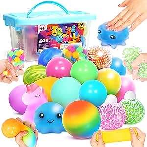KLT 18 Pack Squishy Stress Balls: Fidget Toys for Adults & Autism, Squeeze Balls