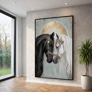 Black and White Horses Canvas Art, Equine Decor - Etsy UK