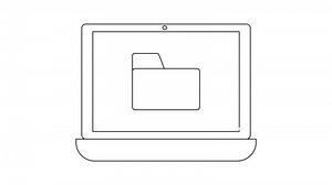 Outline of laptop with a folder icon displayed on the screen