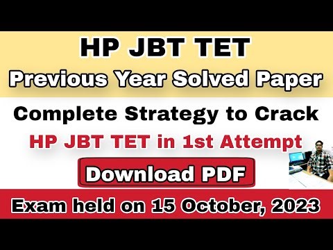 HP JBT TET Previous Year Solved Paper | Download PDF | hpexamaffairs