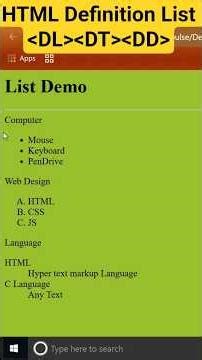HTML Definition List | DL | DT | DD #htmltutorial #html5 #webdevelopment #websitedesign