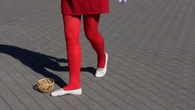 Girl in Red Stockings Curtseying Stock Video - Video of curtsy, curtsying: 35996179