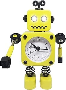 Diskary Robot Wake-up Alarm Clock Without Ticking Sound (Yellow)