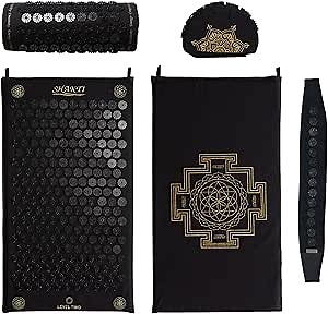 ShaktiMat Classic Acupressure Mat, Neck Pillow & Headband Set, Original Intensity in Black, Sustainable & Durable, Relieves Stress, Promotes Relaxation, FSA/HSA Eligible, Handmade Acupuncture