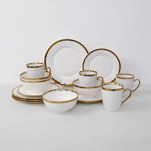 [Hot Item] 16PCS Dinner Set Electroplated Gold 1 Porcelainware Ceramic Tableware
