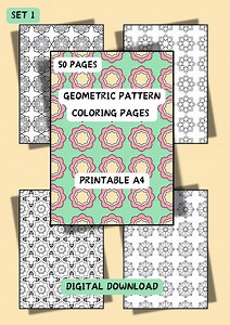 50 Pages of Geometric Pattern Coloring Pages, Printable A4, Digital Download, Designs for Adults and Kids - Etsy UK