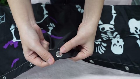 Halloween Shower Curtain - Funny Shower Curtain with Black Skul Skeleton, Machine Washable Waterproof Fabric for Bathroom Decor with 12 Hooks 72x72