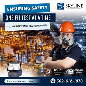 OSHA Compliant Respirator Fit Testing in Long Beach Skyline Health Group is proud to offer OSHA-compliant Respirator Fit Testing in Long Beach. Whether for work or personal safety, we ensure your respirator fits right, so you can breathe easy. 🏢🛡️ ✅ Contact Skyline Health Group today – 562-612-1878 Learn more about us at www.longbeachdotexams.com #longbeachfittest #oshacompliance #respiratorfittesting #respiratorsafety #workplacesafety #qualitativefittest #quantitativefittest #healthandsafety 