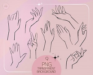 Female Hand Line Art: Gesture Outlines, Sketch PNG (digital Download) - Etsy