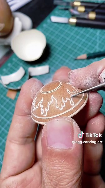 Egg carving art on TikTok