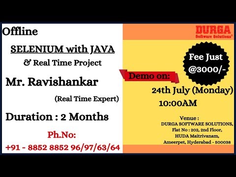 SELENIUM with JAVA Offline Training @ DURGASOFT