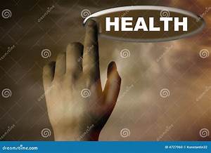 Hand And Button With Word Of Health Stock Illustration Illustration