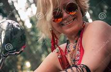 biker mature woman portrait hippie preview