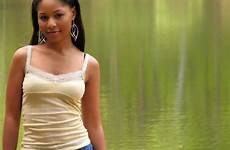 african teen girl american beautiful posing portrait lake stock water