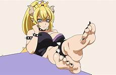 bowsette soles foot crossed nails toenails toes toenail angry crown stare hmpf barefeet