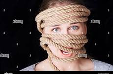 tied woman screaming alamy stock abuse rope abused being