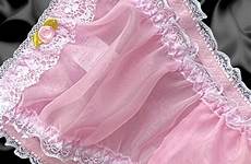 panties nylon sissy frilly sheer lace satin knickers rose trim briefs size