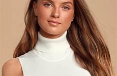 turtleneck white bodysuit sleeveless lulus rib knit