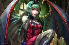 succubus wallpapers wings fishnet braid demon glove seni abyss alphacoders