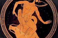 satyr greek ancient amphora wine vase satyrs fine figure red painting kylix erection greece mythology pottery t60 grecia museum theoi