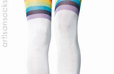 rainbow thigh white sexy highs cuff socks high artisansocks length type