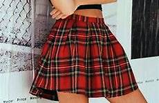 skirt plaid school girls pleated tartan uniform cotton scotland checks chamsgend