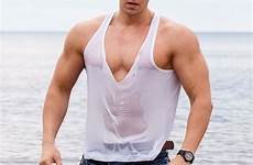 bodybuilder beach shirt stock
