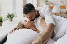 morning couple kiss wife wake hug beautiful man his young loving attractive