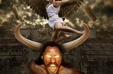 devil vs angel wallpaper jesus satan god wolves deviantart psd demon wallpapersafari wallpapers deviant