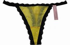 panties yellow lace thong rhinestone sheer