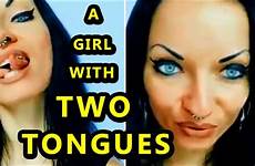 tongue split snake girl tongues two