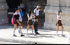 cuban teen cuba school havana girls uniform walking alamy stock girl schoolgirls schoolchildren wearing high