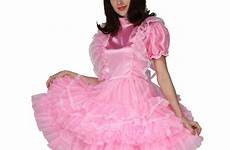 sissy maid dress forced costume satin pink lockable crossdress uniform cosplay dresses maids aliexpress rose choose board