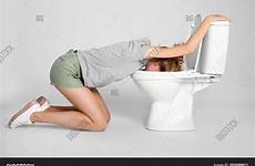 vomiting woman toilet young stock