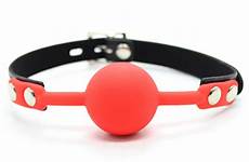 ball mouth gag bondage silicone strap harness sex toys comfort adult oral leather open restraint restraints games solid red slave