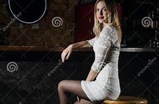 bar pantyhose dress girl sexy sits dreamstime stock preview