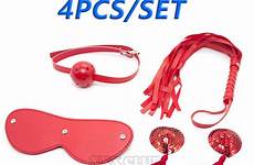 sex adult restraint nipple blindfold collar whip bondage leather game set