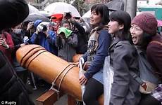 japanese penis touch giant ceremony festival fertility phallus crowds clamour believed bring good riding celebrated phallic fortune things where interesting