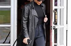 kardashian kim trench spotted coat angeles leather los