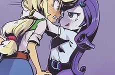 lesbian pony little mlp rarity applejack girls equestria anime derpibooru rarijack fist ponytail comic ล ปะ friendship คา แร ค