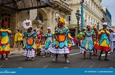 street cuba havana dancers colorful parade editorial costumes