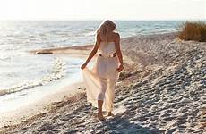 beach girl blonde walk waves sea girls dress walking hd summer tumblr alone white photography along morning style