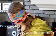 silk scarf gagged bound tied chrissy arrogant scarves blindfolded gag chin