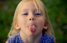 tongue little girls children put