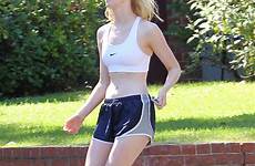 fanning elle shorts jogging studio city gotceleb