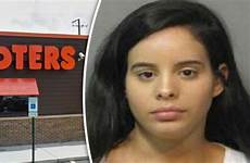 hooters waitress busty worker rivera female brunette over boobs sarah bust cuffed dailystar